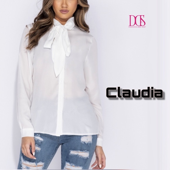 Just In! Claudia - Pussycat Bow Long Sleeve Top - Picture 2 of 7